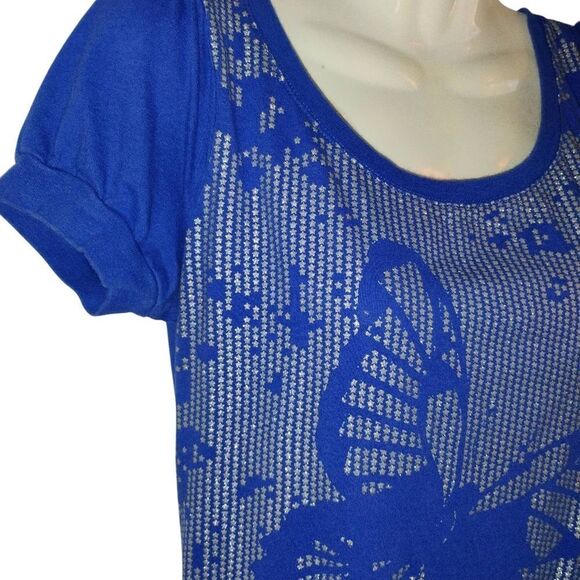 Piper & Blue Graphic Cap Sleeve Tee Blue - Picture 9 of 10